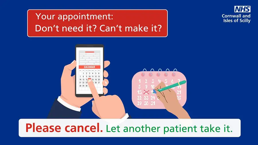 Don't need your appointment? Can't make it? Please cancel - let another patient take it.