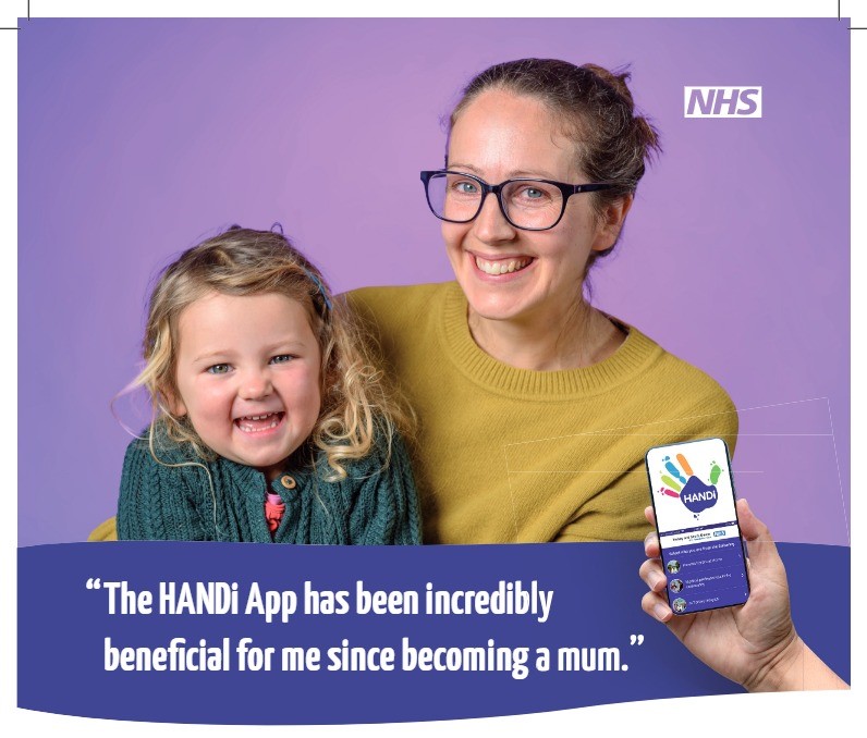 "The HANDi App has been incredibly beneficial for me since becoming a mum" - Poster for the HANDi App