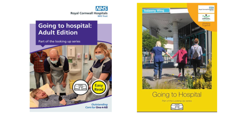 'Going to hospital' and 'Going to hospital: Adult edition' book covers