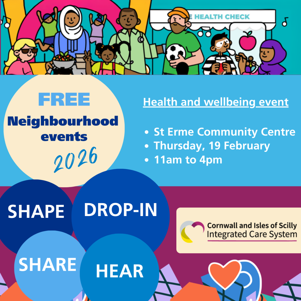An image advertising free neighbourhood health event in St Erme on 19 February from 11am